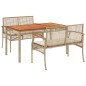 vidaXL 3-tlg. Garten-Essgruppe mit Kissen Beige Poly Rattan vidaXL 3-tlg. Garten-Essgruppe mit Kissen Beige Poly Rattan