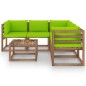 6-tlg. Garten-Lounge-Set mit Kissen in Hellgrün Kiefernholz 6-tlg. Garten-Lounge-Set mit Kissen in Hellgrün Kiefernholz