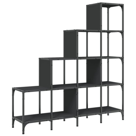 vidaXL Bücherregal Schwarz 122x30x132 cm Holzwerkstoff und Metall