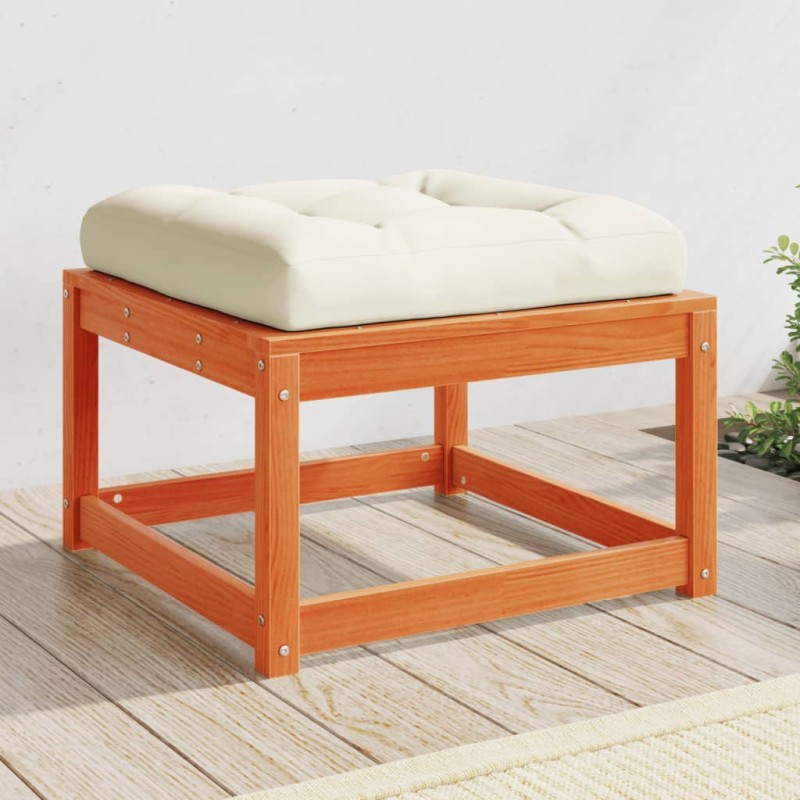 vidaXL Gartenhocker mit Kissen Wachsbraun Massivholz Kiefer vidaXL Gartenhocker mit Kissen Wachsbraun Massivholz Kiefer