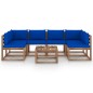 7-tlg. Garten-Lounge-Set aus Paletten mit Kissen Kiefernholz 7-tlg. Garten-Lounge-Set aus Paletten mit Kissen Kiefernholz