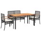 vidaXL 4-tlg. Garten-Essgruppe mit Kissen Schwarz Poly Rattan vidaXL 4-tlg. Garten-Essgruppe mit Kissen Schwarz Poly Rattan