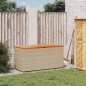 vidaXL Gartentruhe Beige 110x50x54 cm Poly Rattan Akazienholz vidaXL Gartentruhe Beige 110x50x54 cm Poly Rattan Akazienholz