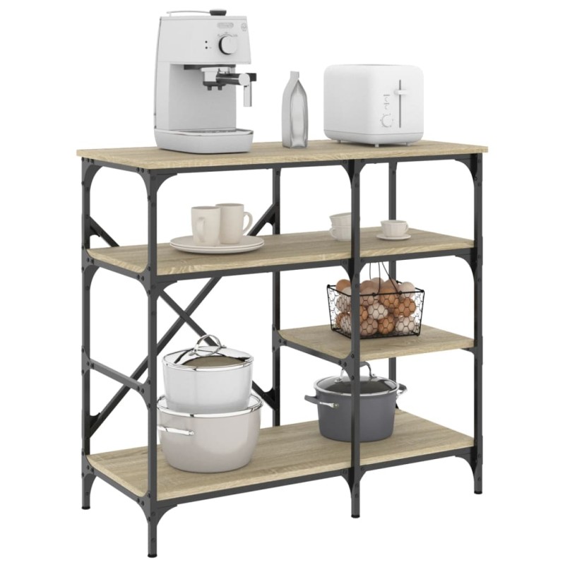 vidaXL Bäckerregal Sonoma-Eiche 90x40x84 cm Holzwerkstoff und Metall vidaXL Bäckerregal Sonoma-Eiche 90x40x84 cm Holzwerkstoff und Metall