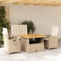 vidaXL 4-tlg. Garten-Essgruppe mit Kissen Beige Poly Rattan vidaXL 4-tlg. Garten-Essgruppe mit Kissen Beige Poly Rattan