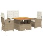 vidaXL 4-tlg. Garten-Essgruppe mit Kissen Beige Poly Rattan vidaXL 4-tlg. Garten-Essgruppe mit Kissen Beige Poly Rattan