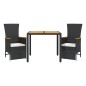 vidaXL 3-tlg. Garten-Essgruppe mit Kissen Schwarz Poly Rattan vidaXL 3-tlg. Garten-Essgruppe mit Kissen Schwarz Poly Rattan