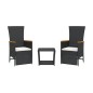 vidaXL 3-tlg. Garten-Essgruppe mit Kissen Schwarz Poly Rattan vidaXL 3-tlg. Garten-Essgruppe mit Kissen Schwarz Poly Rattan