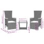 vidaXL 3-tlg. Garten-Essgruppe mit Kissen Schwarz Poly Rattan vidaXL 3-tlg. Garten-Essgruppe mit Kissen Schwarz Poly Rattan