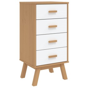 vidaXL Nachttisch OLDEN Weiß und Braun Massivholz Kiefer 
