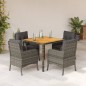 vidaXL 5-tlg. Garten-Essgruppe mit Kissen Grau Poly Rattan vidaXL 5-tlg. Garten-Essgruppe mit Kissen Grau Poly Rattan