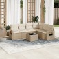 vidaXL 7-tlg. Garten-Sofagarnitur mit Kissen Beige Poly Rattan vidaXL 7-tlg. Garten-Sofagarnitur mit Kissen Beige Poly Rattan