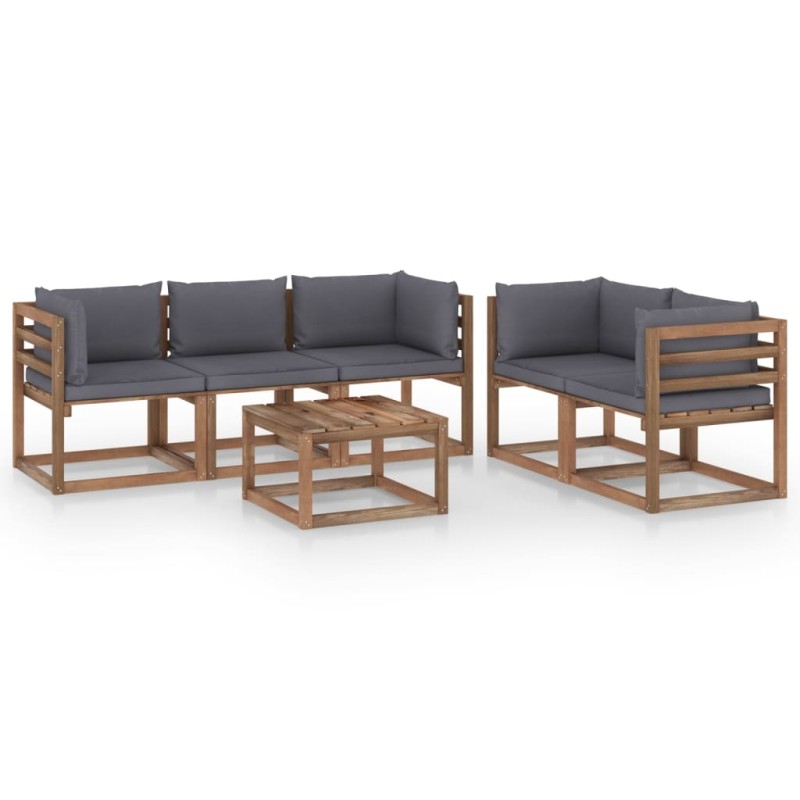 6-tlg. Garten-Lounge-Set mit Anthrazit Kissen 6-tlg. Garten-Lounge-Set mit Anthrazit Kissen