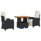 vidaXL 3-tlg. Garten-Essgruppe mit Kissen Schwarz Poly Rattan vidaXL 3-tlg. Garten-Essgruppe mit Kissen Schwarz Poly Rattan