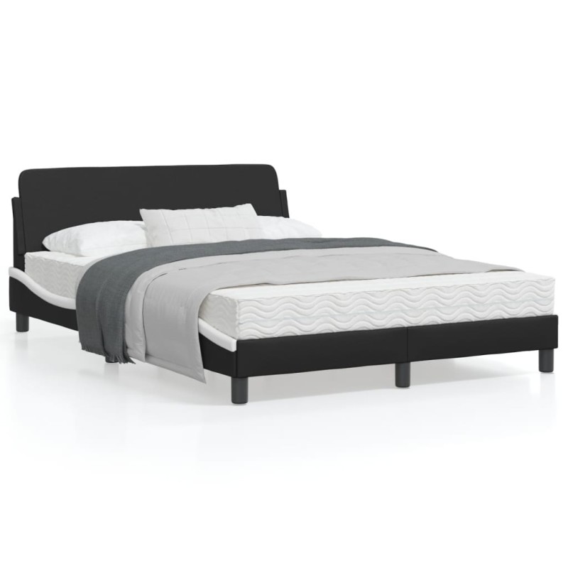 vidaXL Bettgestell mit Kopfteil Schwarz und Weiß 140x190 cm Kunstleder vidaXL Bettgestell mit Kopfteil Schwarz und Weiß 140x190 cm Kunstleder