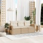 vidaXL 3-tlg. Garten-Sofagarnitur mit Kissen Beige Poly Rattan vidaXL 3-tlg. Garten-Sofagarnitur mit Kissen Beige Poly Rattan