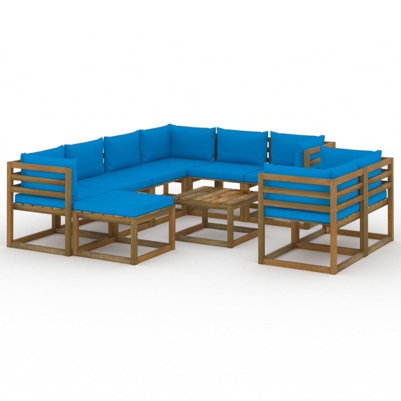 vidaXL 10-tlg. Garten-Lounge-Set mit Kissen Hellblau vidaXL 10-tlg. Garten-Lounge-Set mit Kissen Hellblau