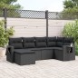 vidaXL 6-tlg. Garten-Sofagarnitur mit Kissen Schwarz Poly Rattan vidaXL 6-tlg. Garten-Sofagarnitur mit Kissen Schwarz Poly Rattan