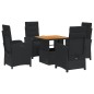 vidaXL 5-tlg. Garten-Essgruppe mit Kissen Schwarz Poly Rattan vidaXL 5-tlg. Garten-Essgruppe mit Kissen Schwarz Poly Rattan