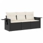 vidaXL 3-tlg. Garten-Sofagarnitur mit Kissen Schwarz Poly Rattan vidaXL 3-tlg. Garten-Sofagarnitur mit Kissen Schwarz Poly Rattan