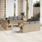 vidaXL 13-tlg. Garten-Sofagarnitur mit Kissen Beige Poly Rattan vidaXL 13-tlg. Garten-Sofagarnitur mit Kissen Beige Poly Rattan