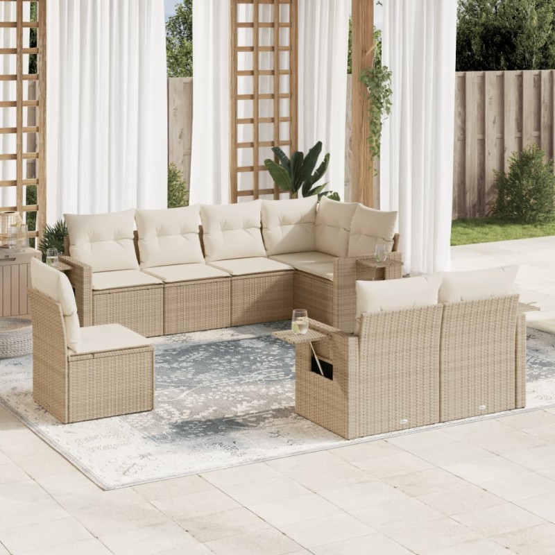 vidaXL 8-tlg. Garten-Sofagarnitur mit Kissen Beige Poly Rattan vidaXL 8-tlg. Garten-Sofagarnitur mit Kissen Beige Poly Rattan