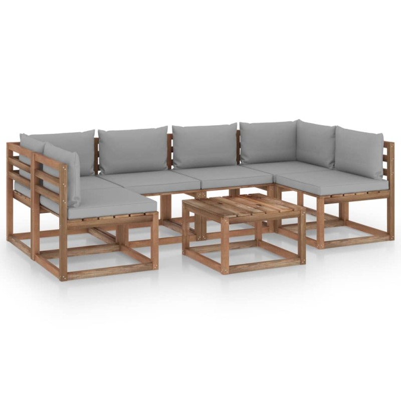 vidaXL 7-tlg. Garten-Lounge-Set aus Paletten mit Kissen Kiefernholz vidaXL 7-tlg. Garten-Lounge-Set aus Paletten mit Kissen Kiefernholz