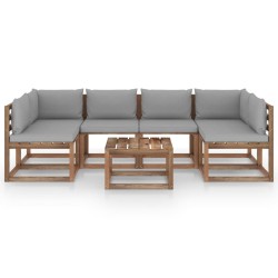 vidaXL 7-tlg. Garten-Lounge-Set aus Paletten mit Kissen Kiefernholz
