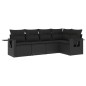 vidaXL 5-tlg. Garten-Sofagarnitur mit Kissen Schwarz Poly Rattan vidaXL 5-tlg. Garten-Sofagarnitur mit Kissen Schwarz Poly Rattan
