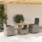 vidaXL 3-tlg. Garten-Essgruppe mit Kissen Grau Poly Rattan vidaXL 3-tlg. Garten-Essgruppe mit Kissen Grau Poly Rattan