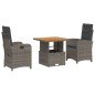 vidaXL 3-tlg. Garten-Essgruppe mit Kissen Grau Poly Rattan vidaXL 3-tlg. Garten-Essgruppe mit Kissen Grau Poly Rattan