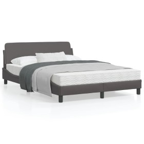 vidaXL Bettgestell mit Kopfteil Grau 140x190 cm Kunstleder