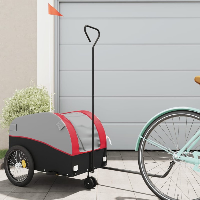 vidaXL Fahrradanhänger Schwarz und Rot 30 kg Eisen vidaXL Fahrradanhänger Schwarz und Rot 30 kg Eisen