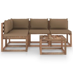 5-tlg. Garten-Lounge-Set mit Taupe Kissen