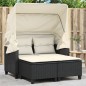 vidaXL Gartensofa 2-Sitzer mit Dach und Hockern Schwarz Poly Rattan vidaXL Gartensofa 2-Sitzer mit Dach und Hockern Schwarz Poly Rattan
