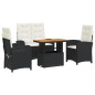 vidaXL 4-tlg. Garten-Essgruppe mit Kissen Schwarz Poly Rattan vidaXL 4-tlg. Garten-Essgruppe mit Kissen Schwarz Poly Rattan