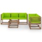 6-tlg. Garten-Lounge-Set mit Hellgrünen Kissen 6-tlg. Garten-Lounge-Set mit Hellgrünen Kissen