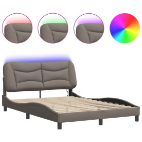 vidaXL Bettgestell mit LED Taupe 120x200 cm Stoff