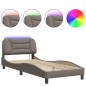 vidaXL Bettgestell mit LED Taupe 90x200 cm Stoff