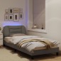 vidaXL Bettgestell mit LED Taupe 90x200 cm Stoff