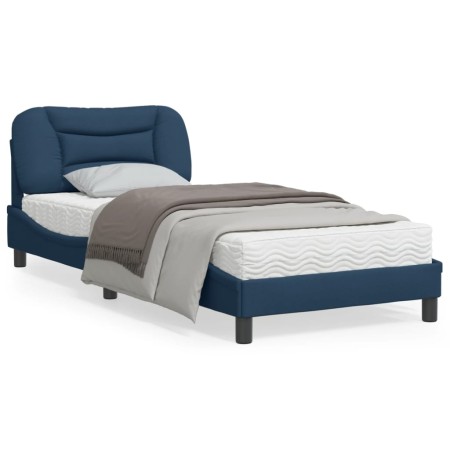 vidaXL Bettgestell mit LED Blau 90x190 cm Stoff