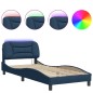 vidaXL Bettgestell mit LED Blau 90x190 cm Stoff vidaXL Bettgestell mit LED Blau 90x190 cm Stoff