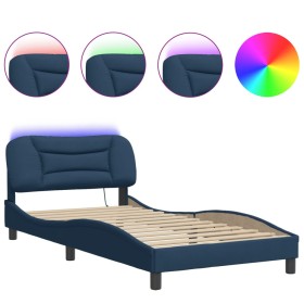 vidaXL Bettgestell mit LED Blau 100x200 cm Stoff