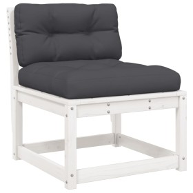 vidaXL Gartensofa mit Kissen Weiß Massivholz Kiefer