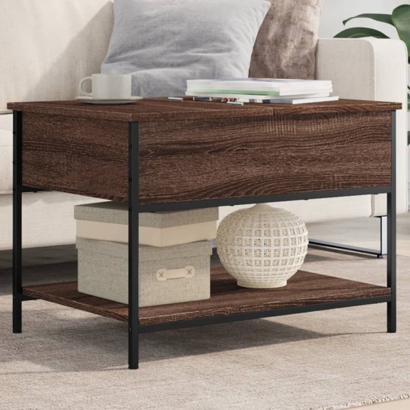vidaXL Couchtisch Braun Eichen-Optik 70x50x50 cm Holzwerkstoff Metall vidaXL Couchtisch Braun Eichen-Optik 70x50x50 cm Holzwerkstoff Metall