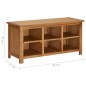 vidaXL Schuhregal 90x37x45 cm Eiche Massivholz vidaXL Schuhregal 90x37x45 cm Eiche Massivholz