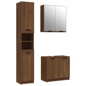 vidaXL 3-tlg. Badmöbel-Set Braun Eichen-Optik Holzwerkstoff