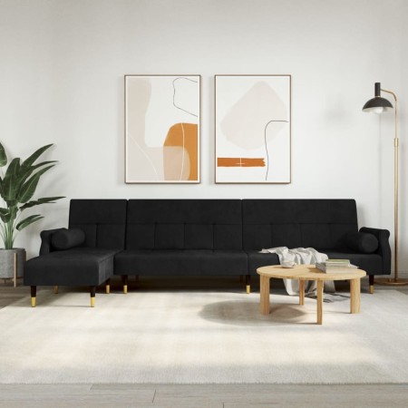 vidaXL Schlafsofa in L-Form Schwarz 271x140x70 cm Samt