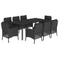 vidaXL 9-tlg. Garten-Essgruppe mit Kissen Schwarz Poly Rattan vidaXL 9-tlg. Garten-Essgruppe mit Kissen Schwarz Poly Rattan