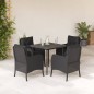 vidaXL 5-tlg. Garten-Essgruppe mit Kissen Schwarz Poly Rattan vidaXL 5-tlg. Garten-Essgruppe mit Kissen Schwarz Poly Rattan